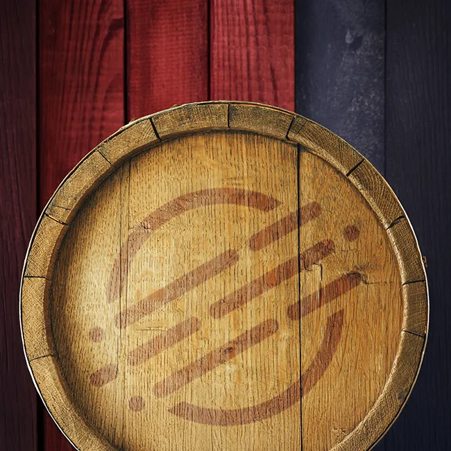 Whisky cask with LogChain mark representing Atlantic Proof and the UK-US digital trade shipment